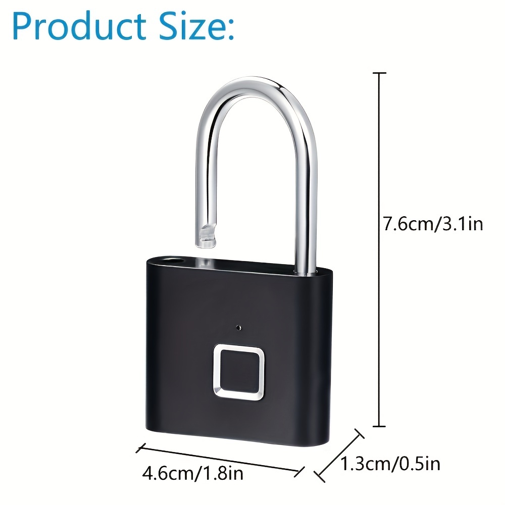 Keyless USB Rechargeable Door Lock Fingerprint Smart Padlock Quick Unlock