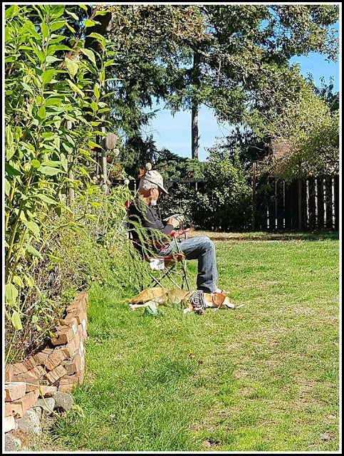 September 27, 2018 Sitting in Alexander's back yard relaxing