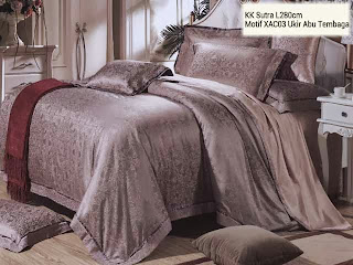 Sprei Kingkoil Sutra Motif Ukir Abu Tembaga