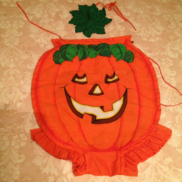 vintage Halloween, Vintage Halloween Costume, pumpkin costume, pumpkin leaf hat