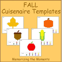 Pre-K Math Fall Cuisenaire Shapes Apple, Pumpkin, Corn, Acorn and Leaf