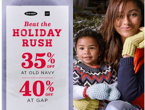 Old Navy & Gap Beat the Holiday Rush & Save Up To 40% Off Promo Code