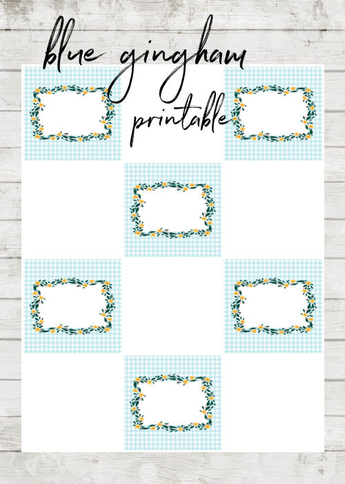 blue gingham and wreath printable