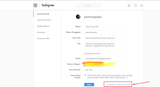 Cara Menonaktifkan akun Instagram Secara Permanen