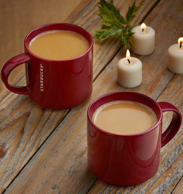 Marsala Red Color of the Year Coffee Mugs. Shown here the Starbucks mug.