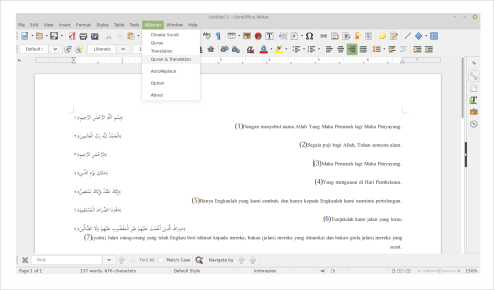 Cara Menulis Surat Al-Qur’an Di LibreOffice Menggunakan QIOO 