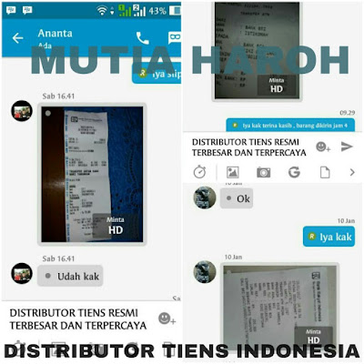 bukti konsumen transfer paketan teh pelangsing tiens