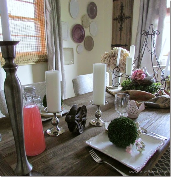 Spring Tablescape using Rustic Touches