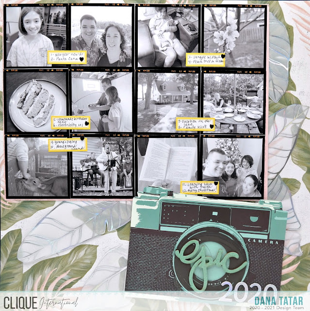 Year in Review Photo Collage Layout and Sketch using the Heidi Swapp Old School Collection