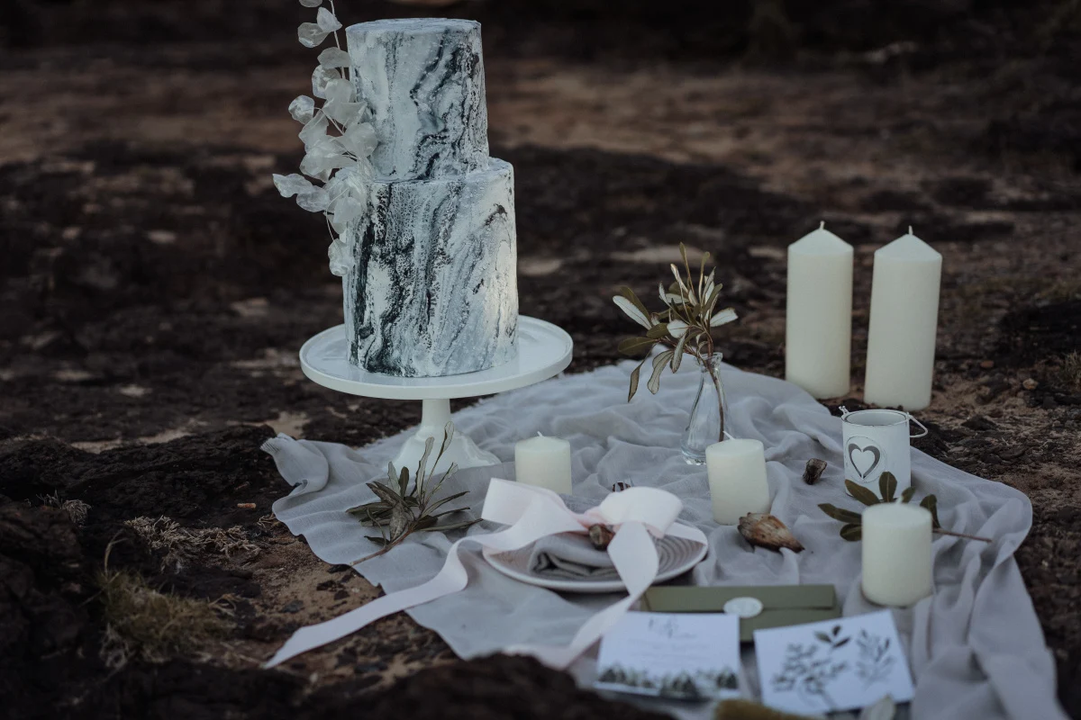 white parrot film and photography beach wedding elopement australian designer dark moody bridal fingal head