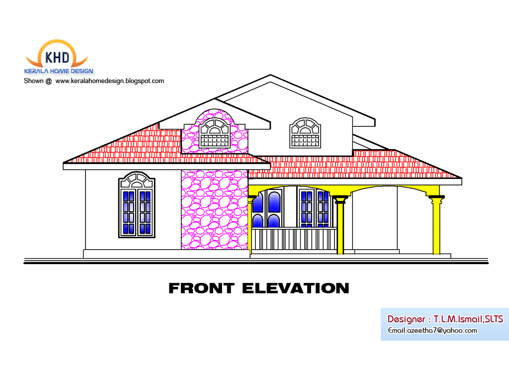 Single Floor House Plan and Elevation  1270 Sq Ft 