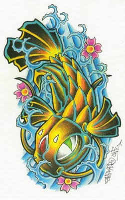 splashing water tattoo design.