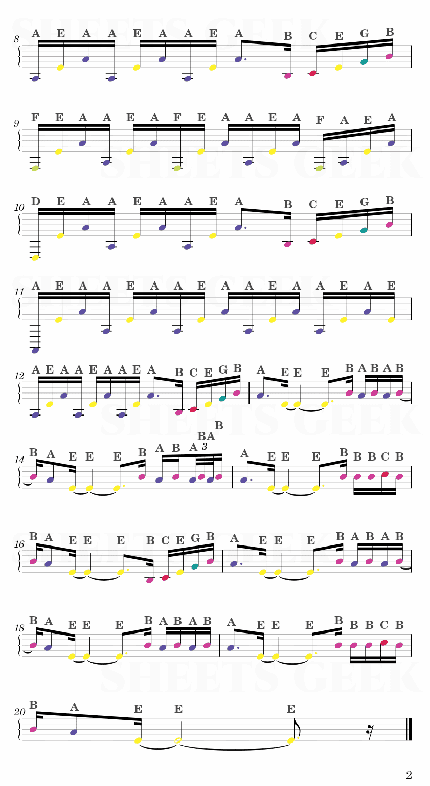 Una Mattina - Ludovico Einaudi (The Intouchables) Easy Sheet Music Free for piano, keyboard, flute, violin, sax, cello page 2