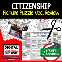 Citizenship, Civics Test Prep, Civics Test Review, Civics Study Guide, Civics Interactive Notebook Inserts, Civics Picture Puzzles