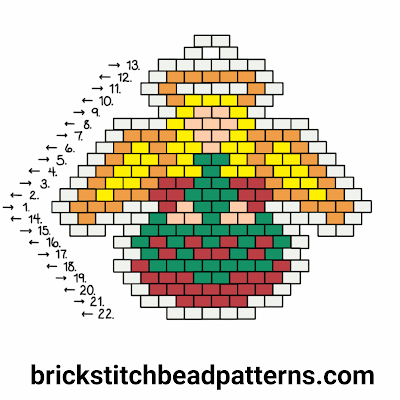 Click for a larger image of the Little Christmas Angel brick stitch bead pattern color chart.