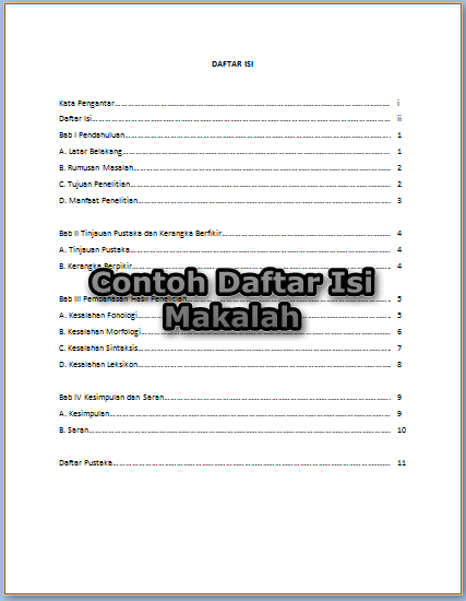 Download Contoh Daftar Isi Makalah - Contoh Makalah Format 