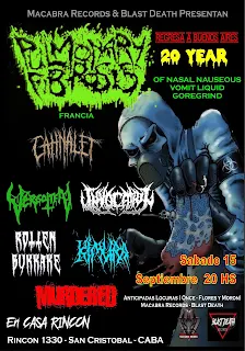 Macabra records  Blast death presentan Pulmonary Fibrosis regresa a Buenos Aires (2018)