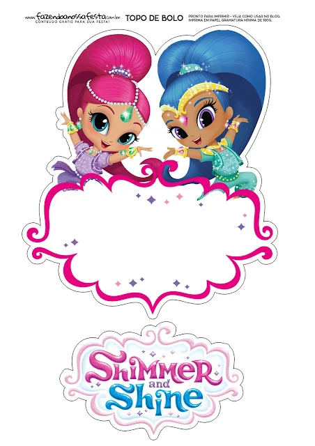 Shimmer y Shine: Toppers para Tartas, Tortas, Pasteles, Bizcochos o Cakes para Imprimir Gratis. 