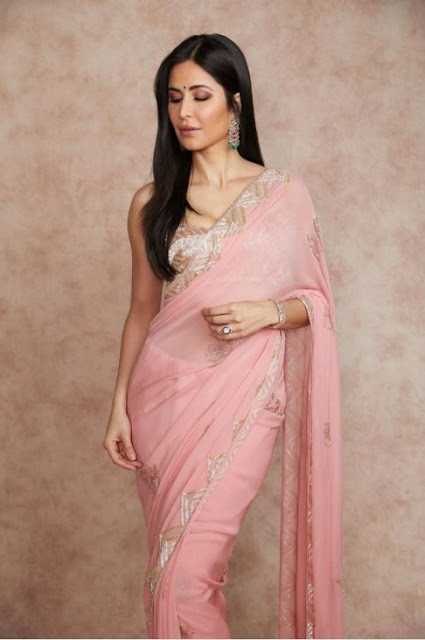 Katrina Kaif Pink Saree Makeup Look
