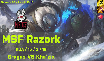 MSF Razork Gragas JG vs Khazix - EUW 10.15