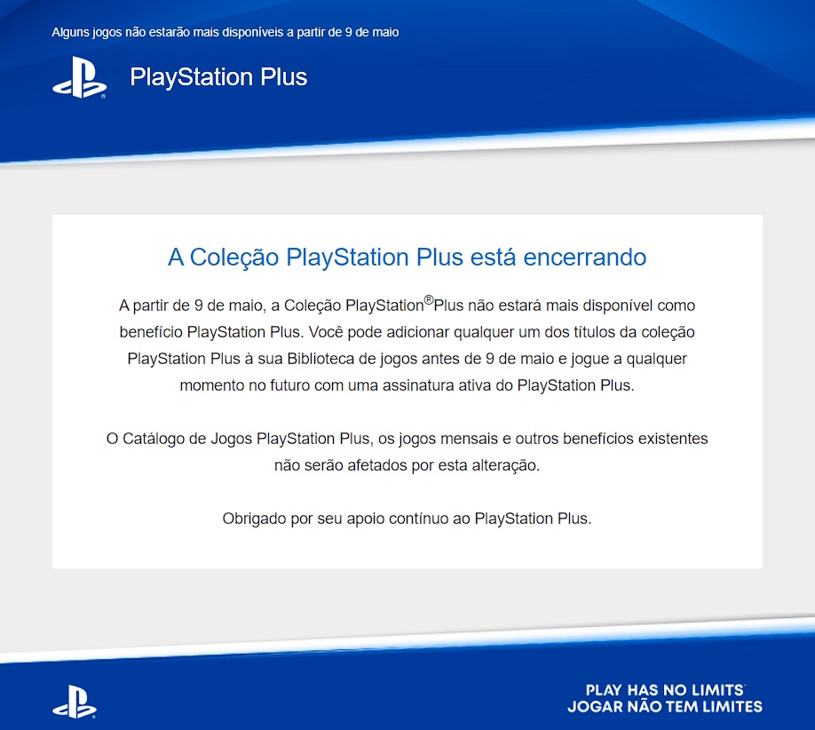 Atualizado] Coleção PlayStation Plus deixará de ser oferecido em 9 de maio  para usuários do PlayStation 5 - GameBlast