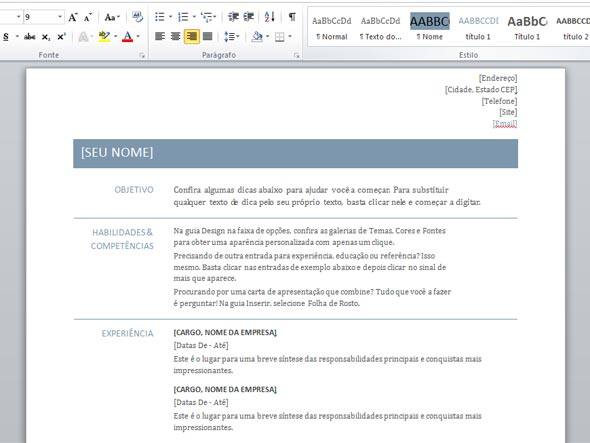 Modelo de currículo 2014 atualizado com foto