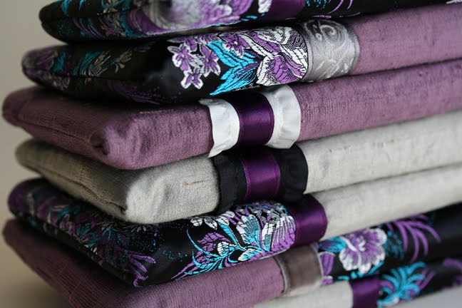 I combined the rich brocade with vintage purple and silver solids and 