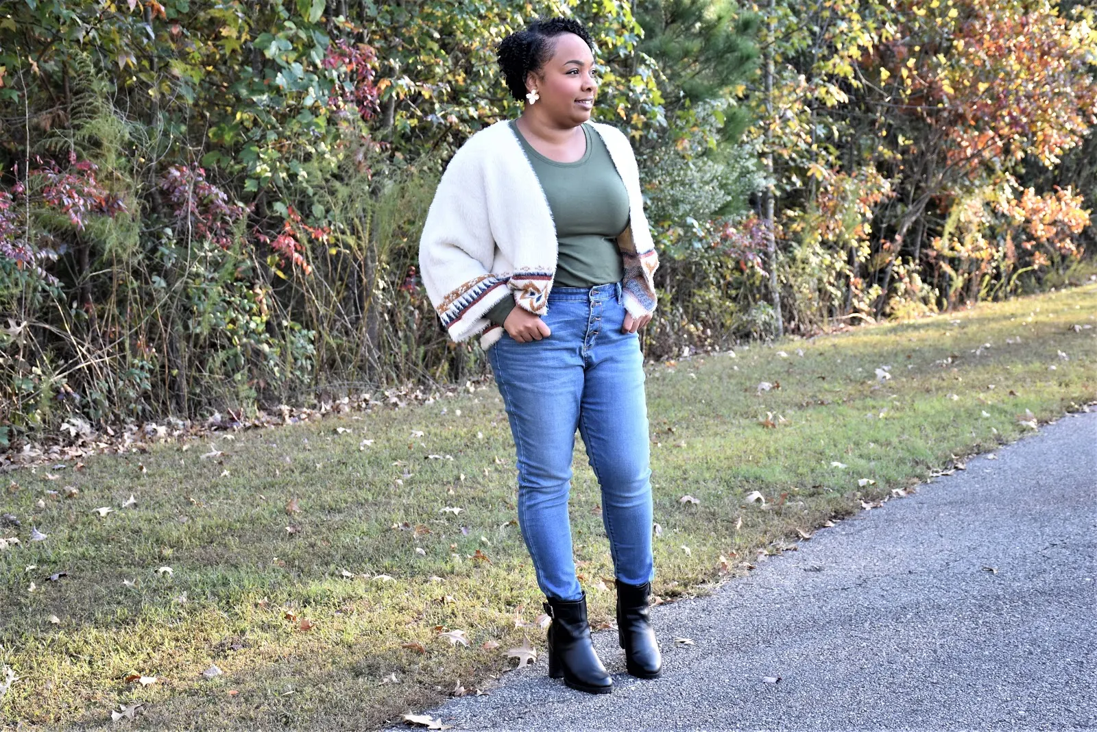 a.n.a. Eyelash Cardigan with Tee, Jegging, and Boots from JCPenney