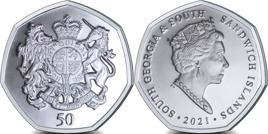 South Georgia and South Sandwich Islands 50 pence 2021 - Royal Coat of Arms