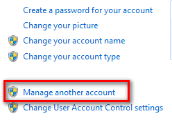 Manage another account