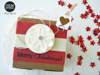 SRM Stickers Blog - Crafty Christmas Box by Angi Barrs - #kraftboxes #christmas #stickers #giftbox #DIY