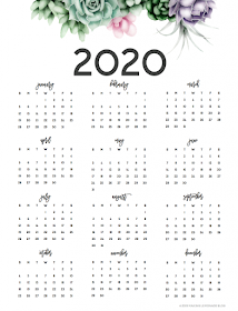 year at a glance calendar 2020