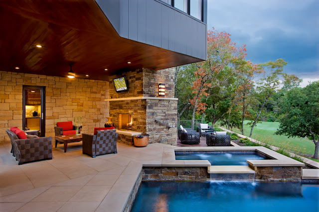 Photo of lovely terrace with the tv by the pool area