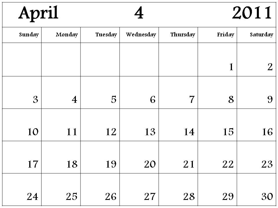 april calendar template 2011. CALENDAR TEMPLATE 2011 APRIL