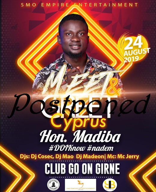 Important Notice: Meet and Greet session with Hon. Madiba in Cyprus postponed