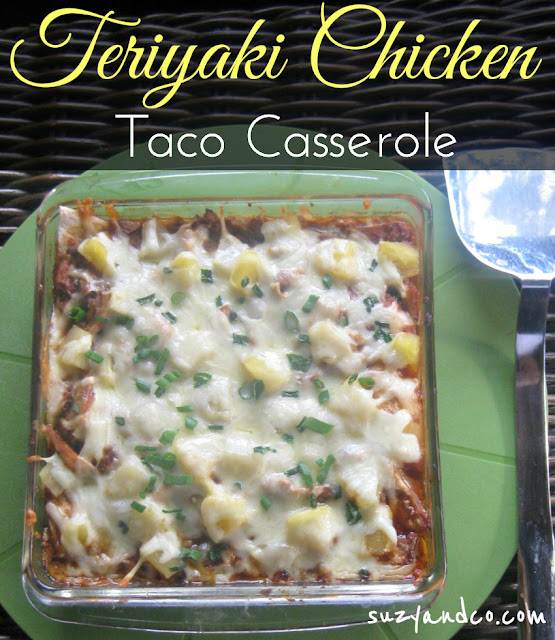 simple recipe for teriyaki chicken taco casserole | suzyandco.com