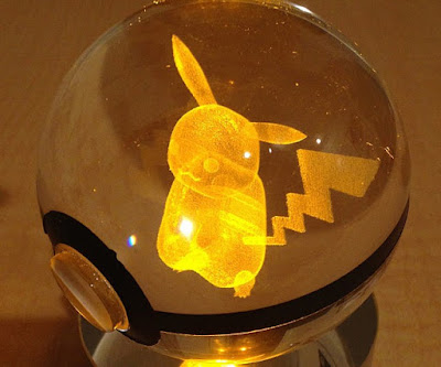 Crystal Laser Engraved Pokeball Pokemon Night Light