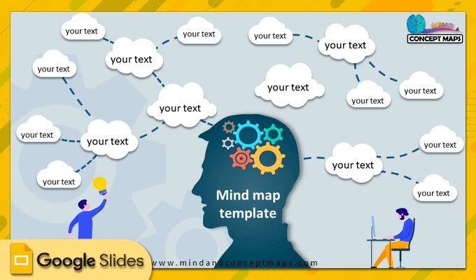 40. Template in Google Slides of mind map creative clouds