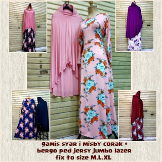 gamis syari misby set bergo lazer