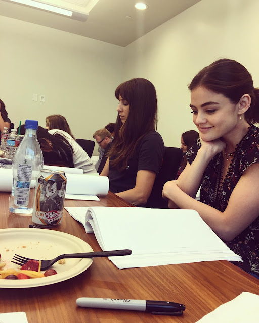 PLL table read episode 7x11 "Playtime" Lucy Hale and Troian Bellisario