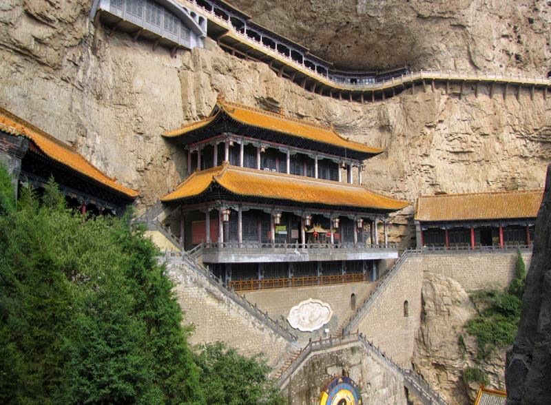 Mianshan - Sky Bridge —  This is a breathtaking place! The temple structures and the sky walk built on the mountain with the scenery around are just amazing!