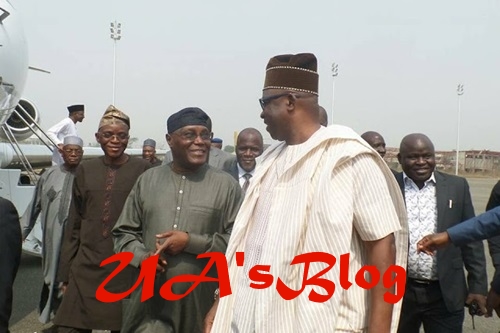 Gov. Fayose Welcomes Atiku Abubakar As He Arrives Akure Airport (Photos)