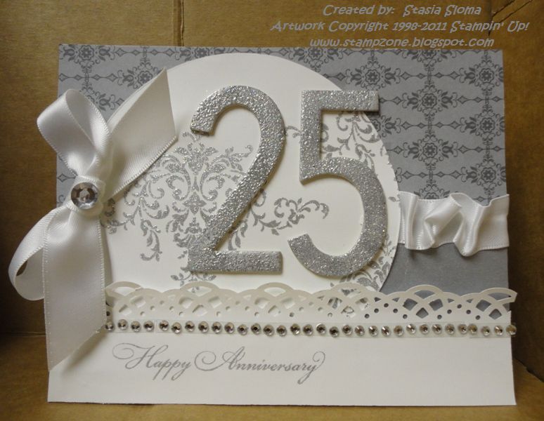 So here is a 25th wedding anniversary card I made for my cousin and her 