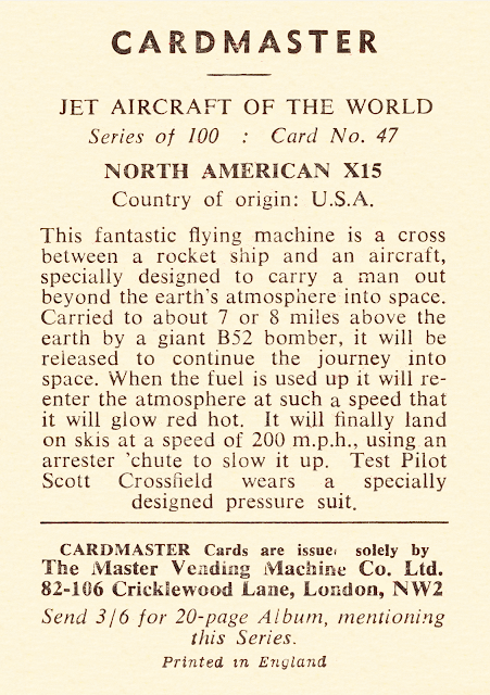 1958 Cardmaster Jet Aircraft of the World #47 - North American X15