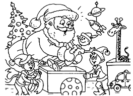 Christmas elf with Santa coloring page