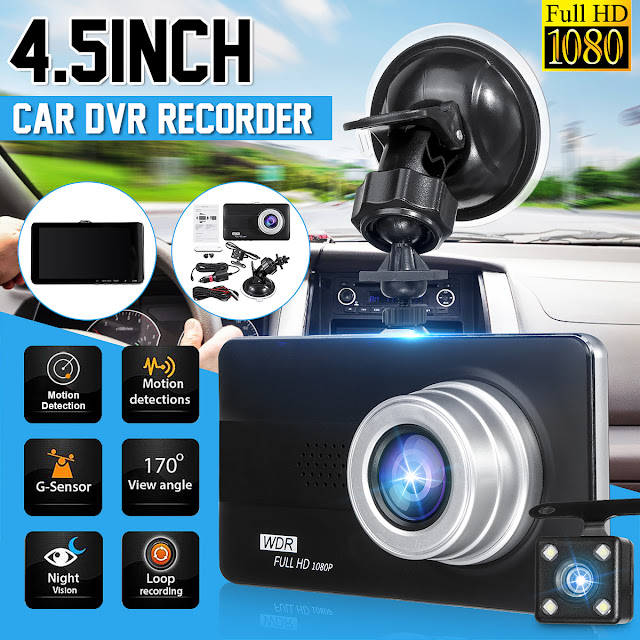 4 Inch HD 1080P Dual Lens Car DVR Front and Rear Camera Video Dash Cam Recorder