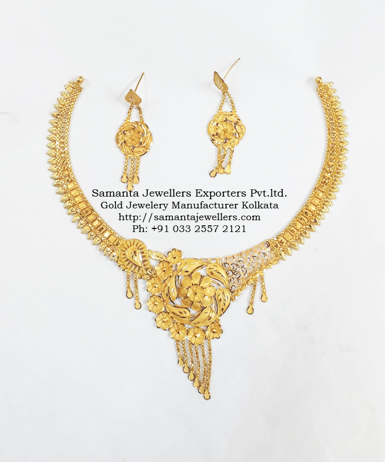 Light Weight Bengali Necklace Designs, fancy katai work bengali design, samanta jewellers designs,