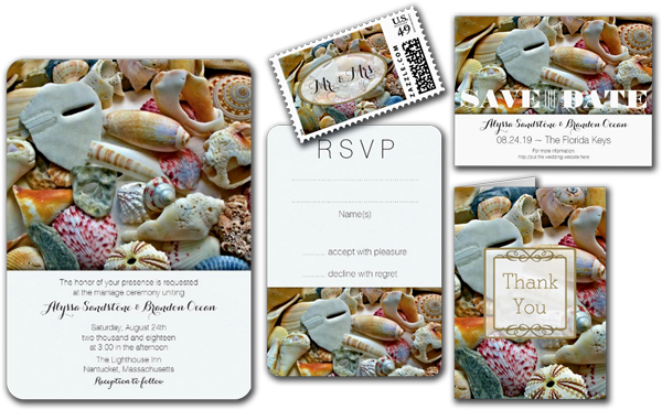  Pink Beach Shells Custom Wedding Invitations