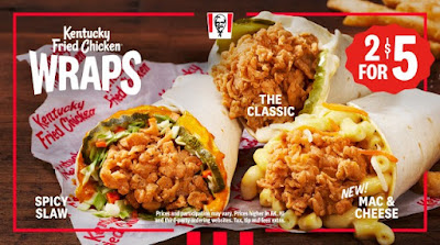 KFC Wraps including new Mac & Cheese Wrap.