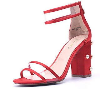 GENSHUO Women's Single Band Chunky Heel Sandal with Ankle Strap
